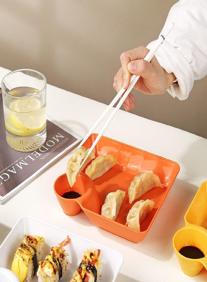 KASQUE® Pasta Plate Dumpling Serving Plate with Sauce Compartment Plastic Plate Nachos, Momos, French Fries, Chips Snacks Dish,18.3 x 17 x 3.5 cm, White, Pack of 8 - Image 2