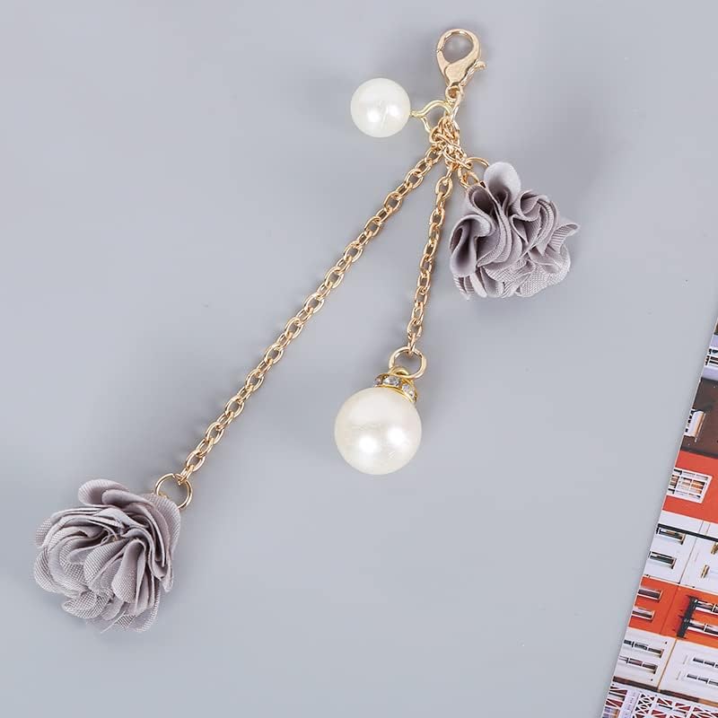 Omorro Cell Phone Straps Phone Chain Strap Crystal Flower Pendant Keychains Beaded Phone Strap Lanyard Beads Chain Anti-Lost and Non-Slip Mobile Phone Strap for Handbag Decoration Accessories Black - Image 3