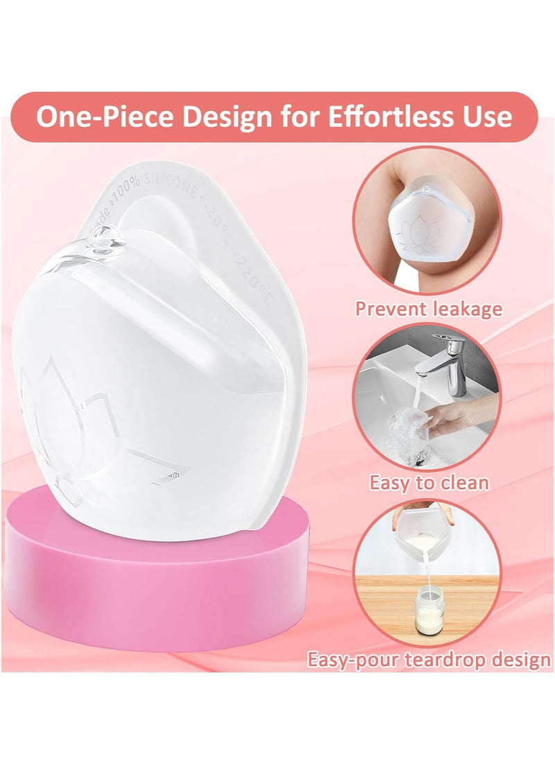 2 Pack Milk Collectors for Breastfeeding, Silicone Milk Catcher for Leaking Milk, Wearable Milk Saver Breastmilk Collection Reusable Nursing Cups for Bra, Discreet Breast Shells for Sore Nipples - Image 4