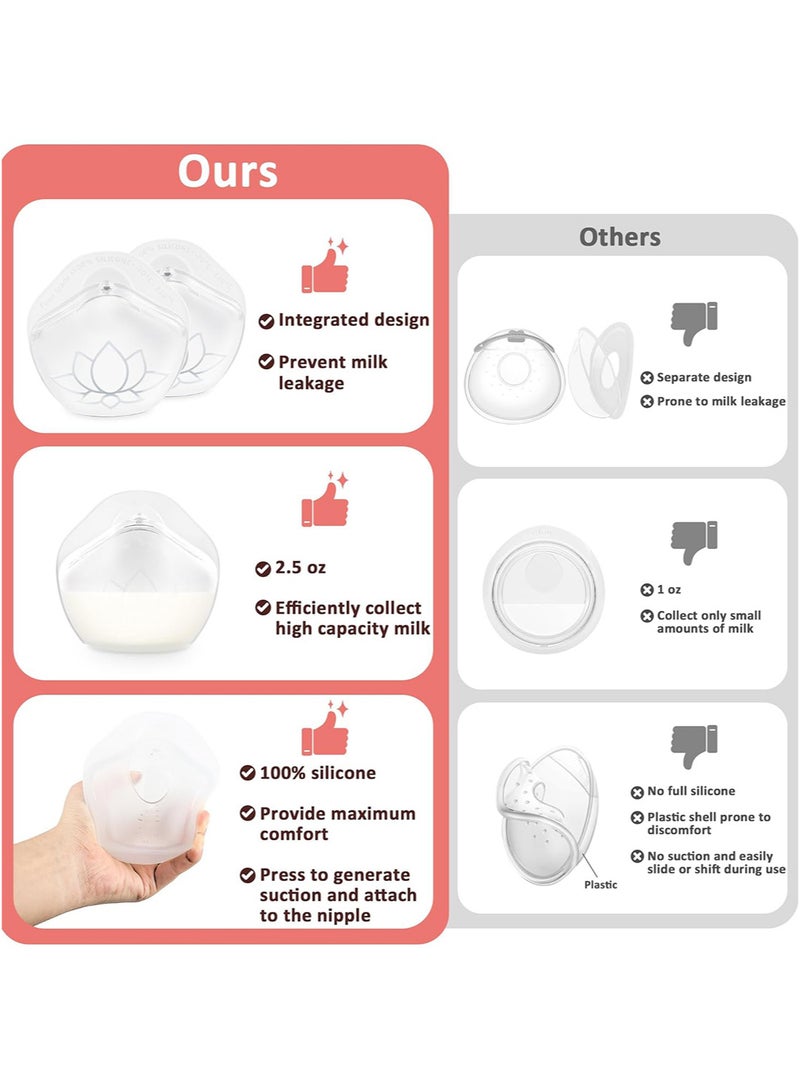 2 Pack Milk Collectors for Breastfeeding, Silicone Milk Catcher for Leaking Milk, Wearable Milk Saver Breastmilk Collection Reusable Nursing Cups for Bra, Discreet Breast Shells for Sore Nipples - Image 3