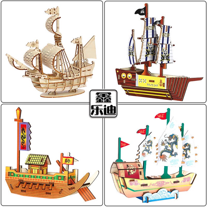 Wooden Pirate Ship Assembled Model Gothenburg Ancient Wooden Ship Crafts Home Ornaments Decorative Boat Toys - Image 3