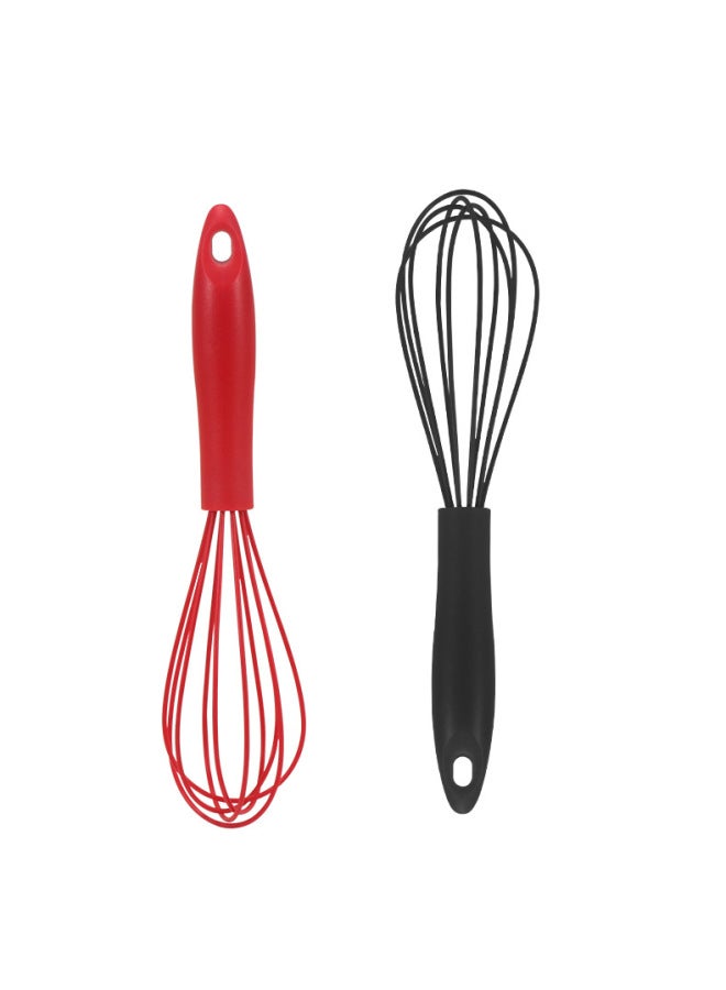 Silicone Egg Beater Manual Mixer Baking Creative Style Plastic Handle Egg Beater Kitchen Utensils/manual-Color:12 Inch Black - Image 2