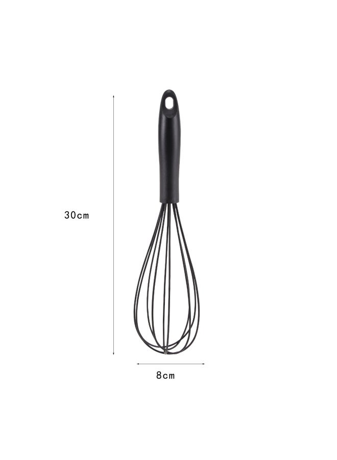 Silicone Egg Beater Manual Mixer Baking Creative Style Plastic Handle Egg Beater Kitchen Utensils/manual-Color:12 Inch Black - Image 1