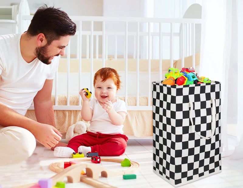 HIYAGON 75L Freestanding Laundry BasketLarge Collapsible Tall Clothes Hamper with HandlesWaterproof Toy Storage Bin for Boys and GirlsBaby NurseryRacing flag - Image 2