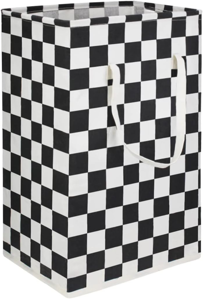 HIYAGON 75L Freestanding Laundry BasketLarge Collapsible Tall Clothes Hamper with HandlesWaterproof Toy Storage Bin for Boys and GirlsBaby NurseryRacing flag - Image 1