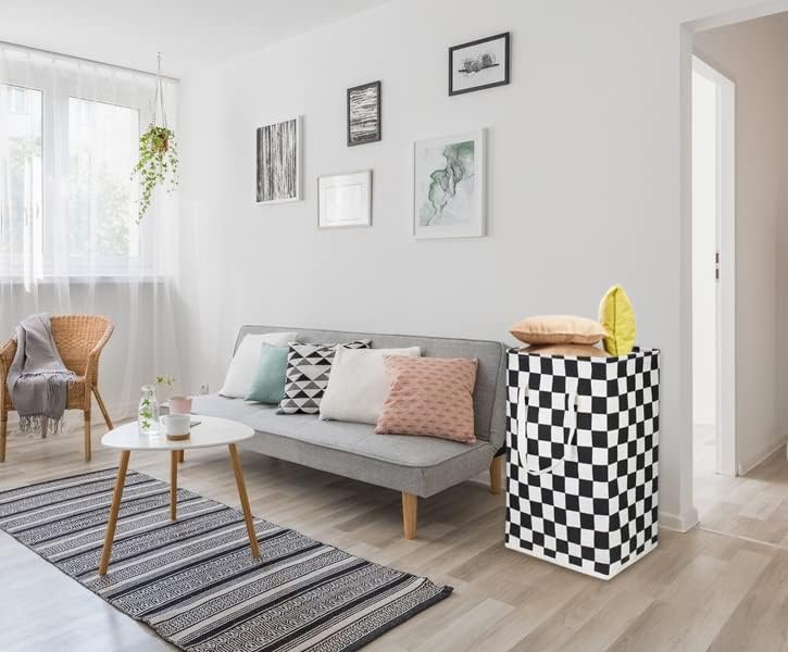 HIYAGON 75L Freestanding Laundry BasketLarge Collapsible Tall Clothes Hamper with HandlesWaterproof Toy Storage Bin for Boys and GirlsBaby NurseryRacing flag - Image 5