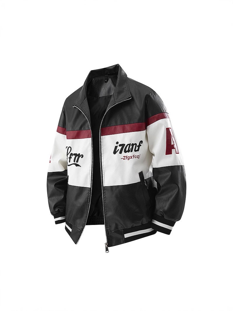 Pu Leather Jacket American High Street Leather Jacket Men'S Coat Japanese Trendy Brand Biker Couple Jacket Trendy - Image 4