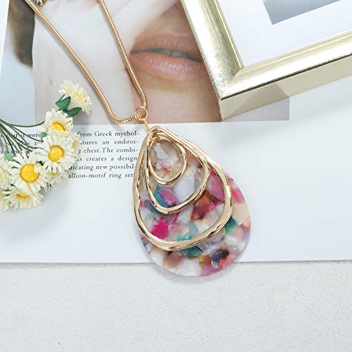 ORAZIO Floral Acrylic Jewelry Set for Women Statement Boho Resin Earrings Necklace Bracelet - Image 3