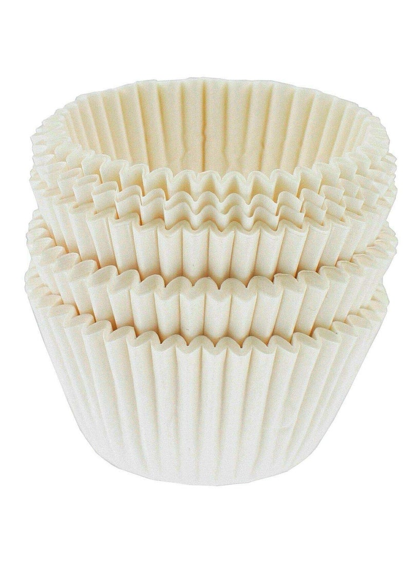 BAKEFY Bakefy100 White CUPPaper Baking Cups No Smell Safe Food Grade Inks and Paper Grease Proof Cupcake Liners Perfect Cups for Cake Balls Muffins Cupcakes and Candies  - Image 1