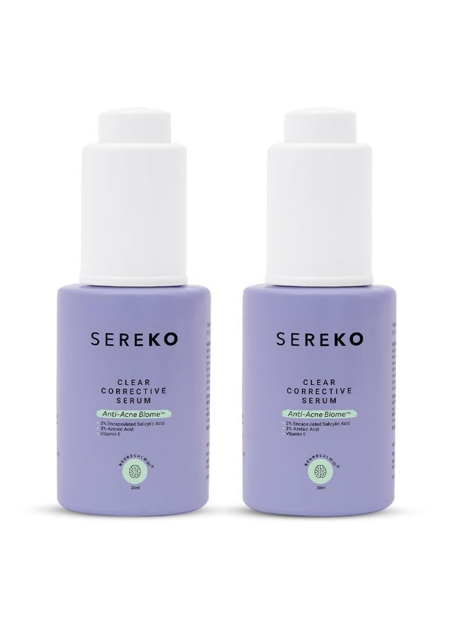 Sereko Clear Corrective Serum with 2% Encapsulated Salicylic Acid BHA & 3% Azelaic Acid | Active Acne | Reducing Sebum Production | Pigmentation & Dark Spots for Oily | Acne-Prone Skin 30ml - (Pack 2) - Image 1