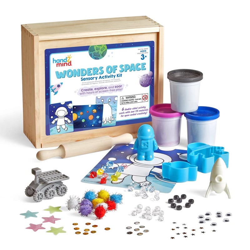 hand2mind Wonders of Space Sensory Activity Kit - Loose Parts Play Materials, Montessori Bin With Lid, Fine Motor Toys, Play Therapy, Arts and Crafts for Kids - Image 1