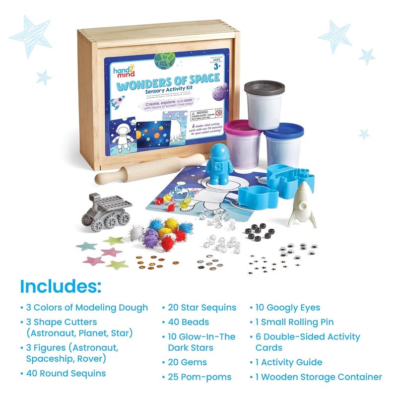 hand2mind Wonders of Space Sensory Activity Kit - Loose Parts Play Materials, Montessori Bin With Lid, Fine Motor Toys, Play Therapy, Arts and Crafts for Kids - Image 5