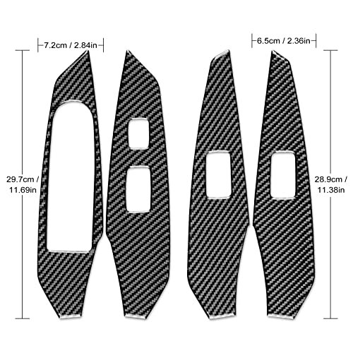 JUPIZEUS Carbon Fiber, Car Door Window Lifter Switch Button Panel Cover Sticker for Mazda 6 2016-2017.5 with Automatic Transmission, Auto Interior Trim, 4PCS, Black - Image 2
