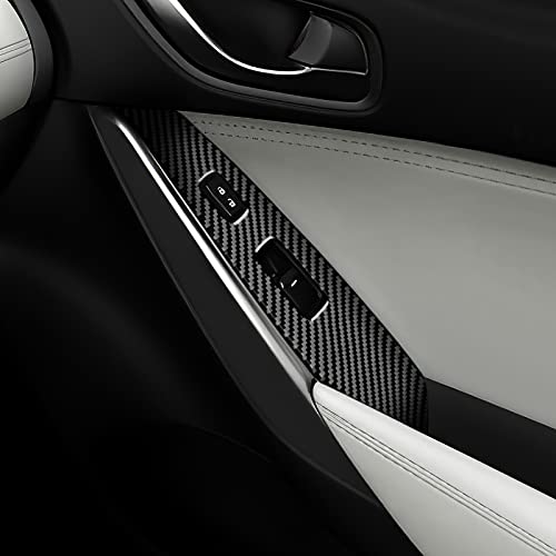JUPIZEUS Carbon Fiber, Car Door Window Lifter Switch Button Panel Cover Sticker for Mazda 6 2016-2017.5 with Automatic Transmission, Auto Interior Trim, 4PCS, Black - Image 4