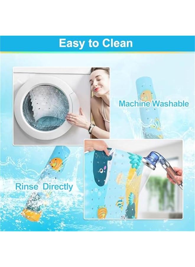 ميكسد سجادة حمام للاطفال من تراسل، 40 × 16 انش، سجادة حوض استحمام للاطفال مضادة للانزلاق، سجادة حمام بنمط رسوم متحركة مضادة للانزلاق مع اكواب شفط وفتحات تصريف (حوت) - Image 5