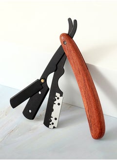 GUTCHE Straight  Edge Pearwood Razor with 1 Straight Razor Blades,Barber Straight Razor,Close Shaving Manual Shaver  - Image 2