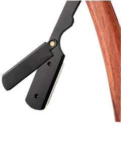 GUTCHE Straight  Edge Pearwood Razor with 1 Straight Razor Blades,Barber Straight Razor,Close Shaving Manual Shaver  - Image 5