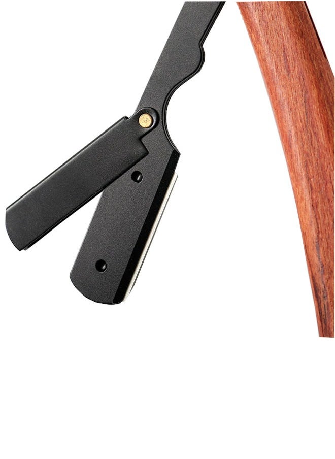 GUTCHE Straight  Edge Pearwood Razor with 1 Straight Razor Blades,Barber Straight Razor,Close Shaving Manual Shaver  - Image 5