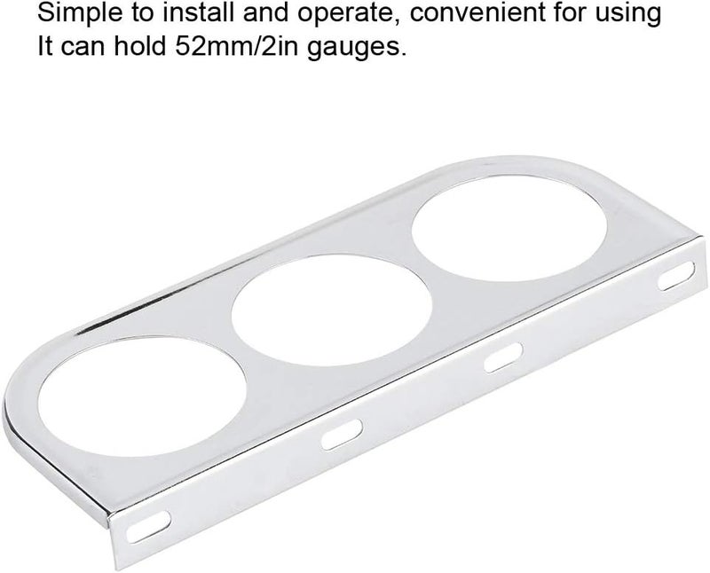 GLOGLOW Nan 2in Gauge Holder, Iron 3 Hole Gauge Mount for Auto Truck Boat 52mm Universal Panel Car Modificationupgradingperformance (Silver) - Image 3
