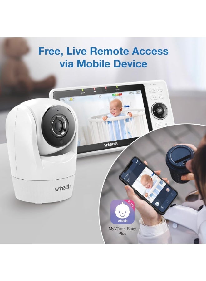 VTech Upgraded Smart WiFi Baby Monitor VM901, 5-inch 720p Display, 1080p Camera, HD NightVision, Fully Remote Pan Tilt Zoom, 2-Way Talk, Free Smart Phone App, Works with iOS, Android - Image 5