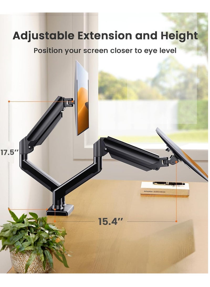 Gravity Dual Monitor Stand up to 32 Inches ‚Äì Adjustable Dual Monitor Mount, Sturdy Steel VESA Monitor Stand with Max Load of 22lbs per Arm, Compatible with VESA 75x75/100x100mm ‚Äì Ergonomic and Durable Solution for Home & Office - Image 2