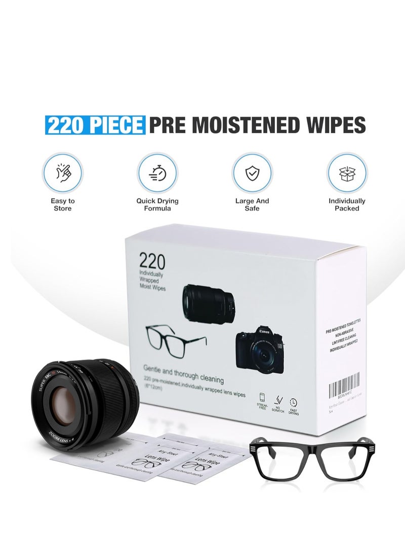Lens Cleaning Wipes – Pre-Moistened, Streak-Free, Individually Wrapped for Glasses, Sunglasses, Camera Lenses, Binoculars & Goggles – Portable & Easy to Use - Image 1