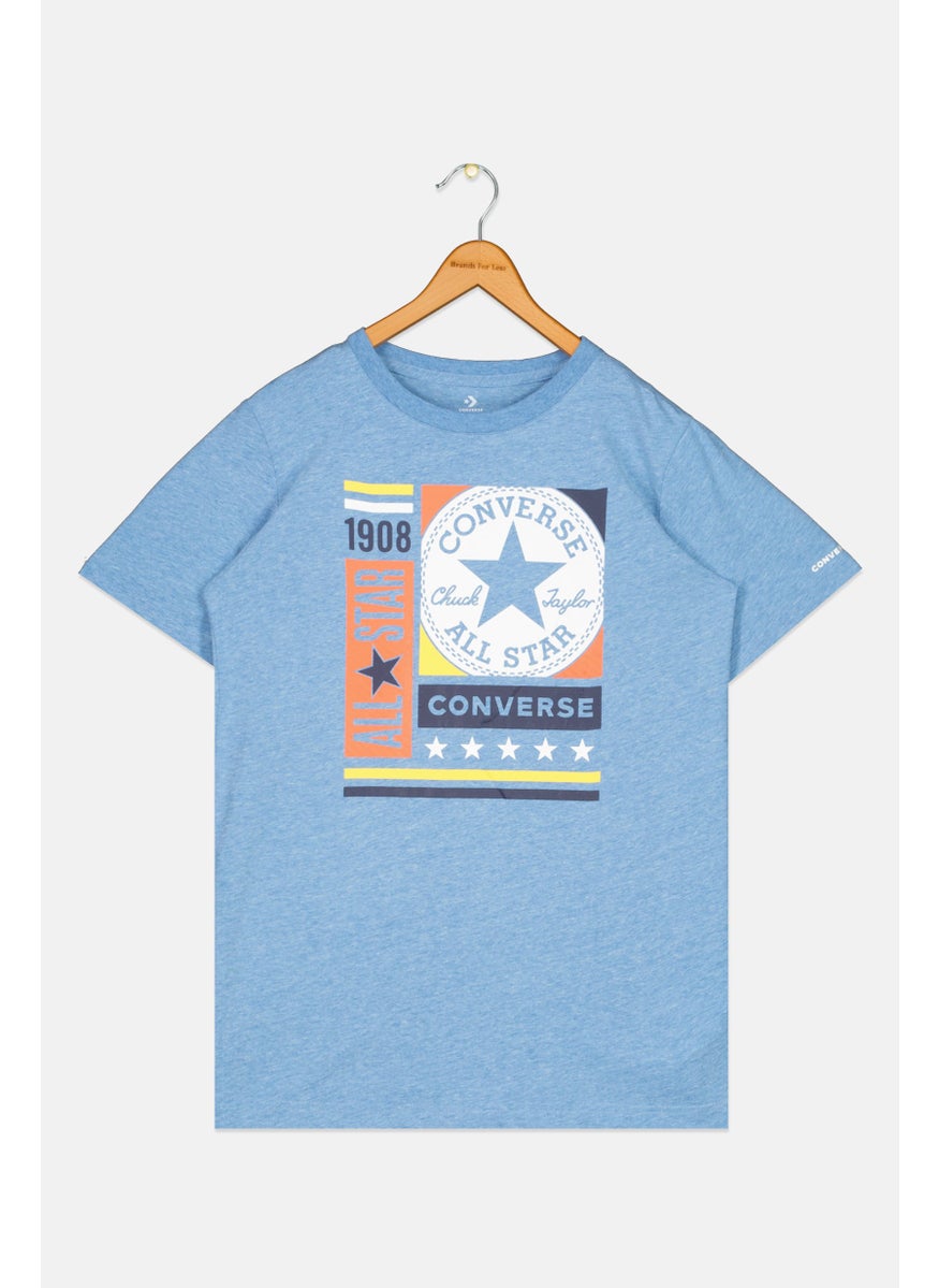 CONVERSE Kids Boy Sportswear Short Sleeve Outdoor T-Shirt, Blue Heather  - Image 1