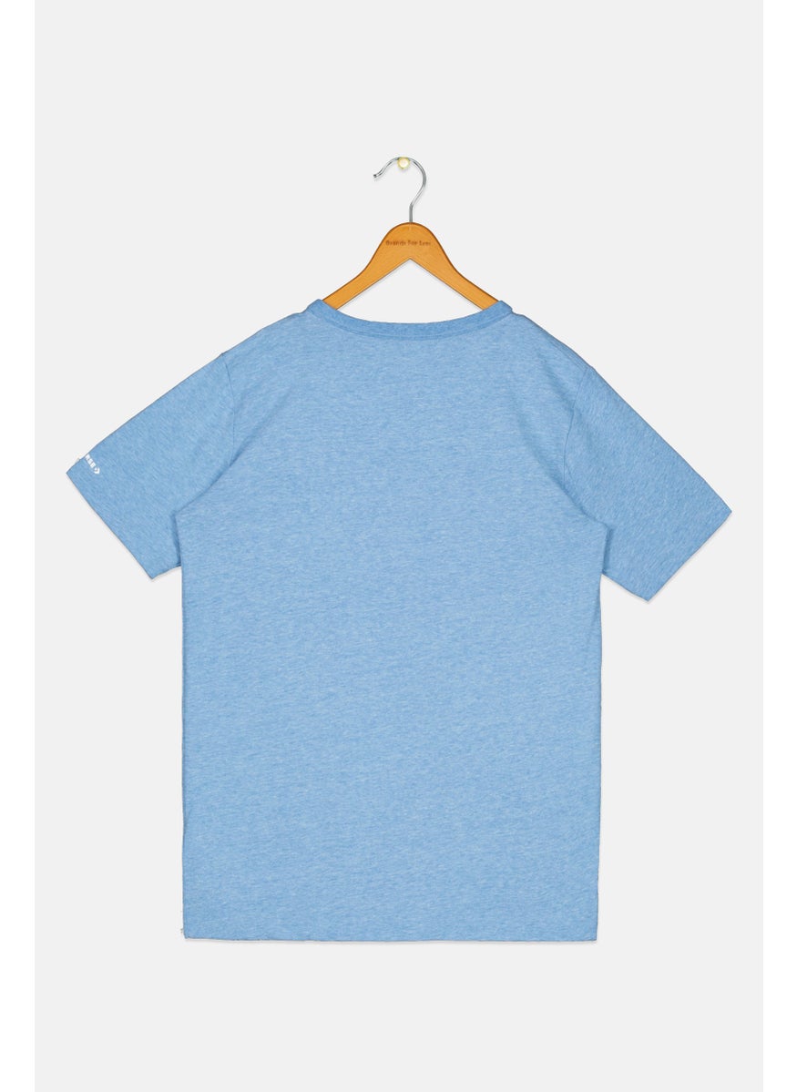 CONVERSE Kids Boy Sportswear Short Sleeve Outdoor T-Shirt, Blue Heather  - Image 2