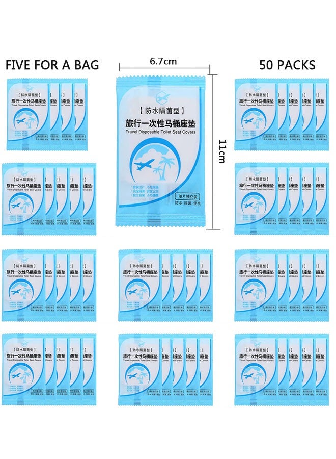 HAWAWA 50 Pcs Disposable Travel Plastic Toilet Seat Cover Waterproof Portable WC Cushion Toilet Mat Individually Wrapped for Travel  for Kids Potty Training and Adult - Image 3