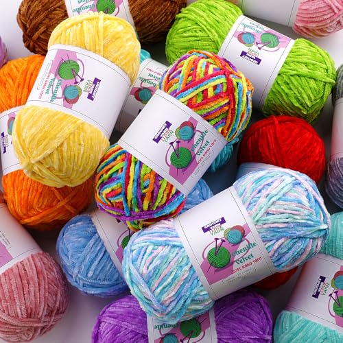 DAERBOF 3 Skeins Soft Fluffy Velvet Yarn, Chenille Chunky Yarn for Hand Knitting and Crocheting DIY Craft, Amigurumi Crochet Yarns（3×196.8yds, 3×3.5oz） (Beige) - Image 4