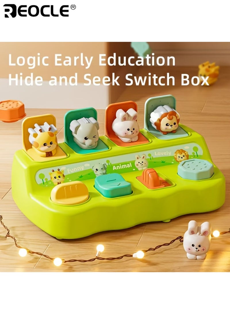REOCLE Baby Hide and Seek Cartoon Pop-Up Box Interactive Learning Toy Early Educational Learning Machine Logic and Memory Training Durable Plastic Material Suitable for 0-3 Years Old - Image 1