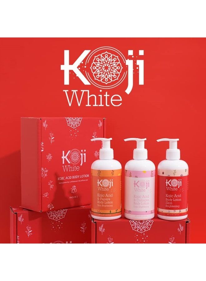 koji white لوشن الجسم لتفتيح البشرة بحمض الكوجيك - مرطب يومي وبشرة متوهجة، بقع داكنة، لون بشرة غير متساوٍ، نباتي، لم يتم اختباره على الحيوانات، زجاجة سعة 8.45 أونصة سائلة - Image 4