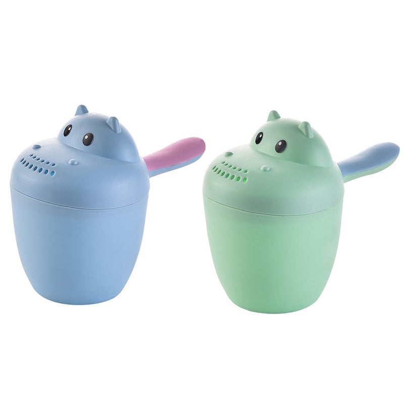 🧸 كوب شامبو طفل بشكل فرس نهر ألعاب استحمام مع ملعقة هدية عيد ميلاد أزرق - Image 4