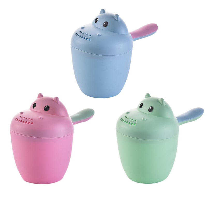 🧸 كوب شامبو طفل بشكل فرس نهر ألعاب استحمام مع ملعقة هدية عيد ميلاد أزرق - Image 1