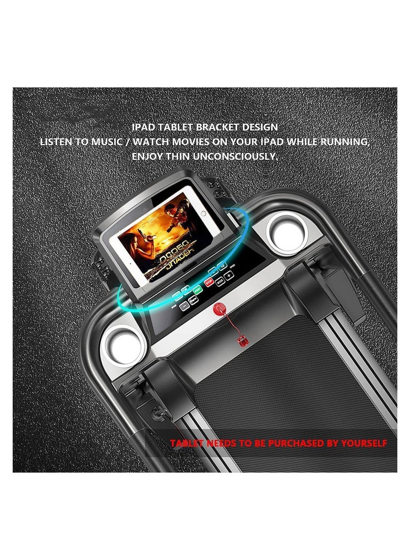 Cool Baby Style Home Electric Treadmill, 2.5HP Silent Motor, Foldable Indoor Running Machine with 7-Layer Shock Absorption Belt, LCD Display, 12 Programs, Portable Fitness Equipment with iPad Stand – Black - Image 3