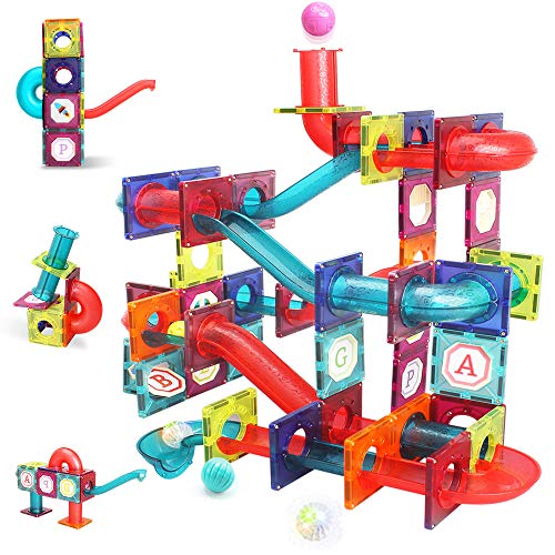 LUKAT Magnetic Tiles125 Piece Pipe Magnetic Blocks for Toddlers 3D Clear Magnets Toys STEM Toy Children Magnetic Tiles Building Set for Kids Boys Girls Age 3 4 5 6 Year Old 3 - Image 1