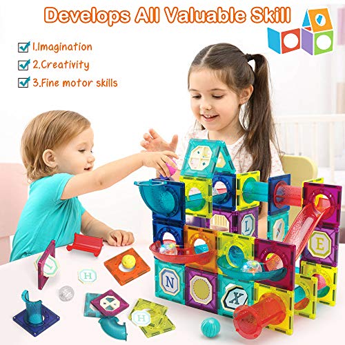 LUKAT Magnetic Tiles125 Piece Pipe Magnetic Blocks for Toddlers 3D Clear Magnets Toys STEM Toy Children Magnetic Tiles Building Set for Kids Boys Girls Age 3 4 5 6 Year Old 3 - Image 5