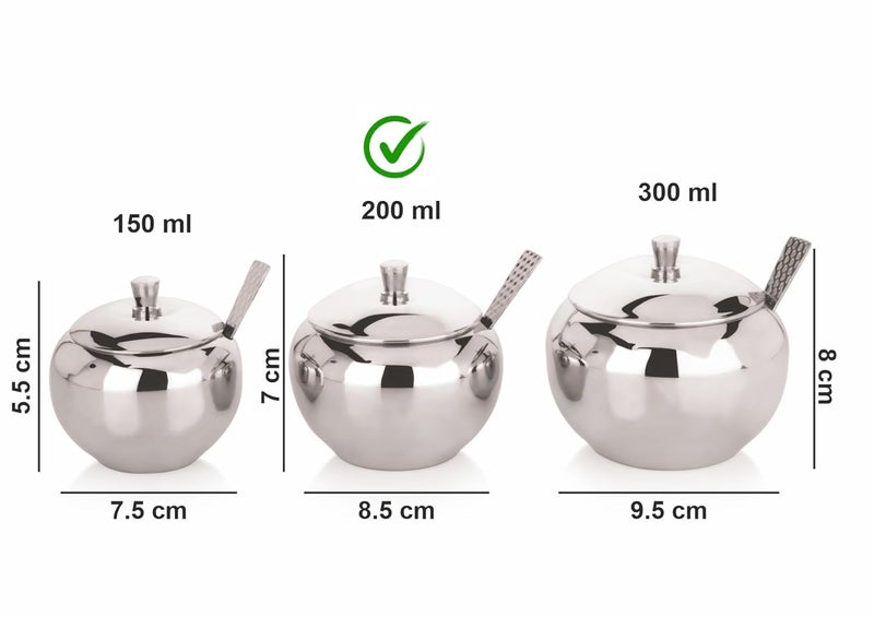MIKARA Stainless Steel Apple Shape GHEEPOT Plain ghee Pot 200 ml - Image 2