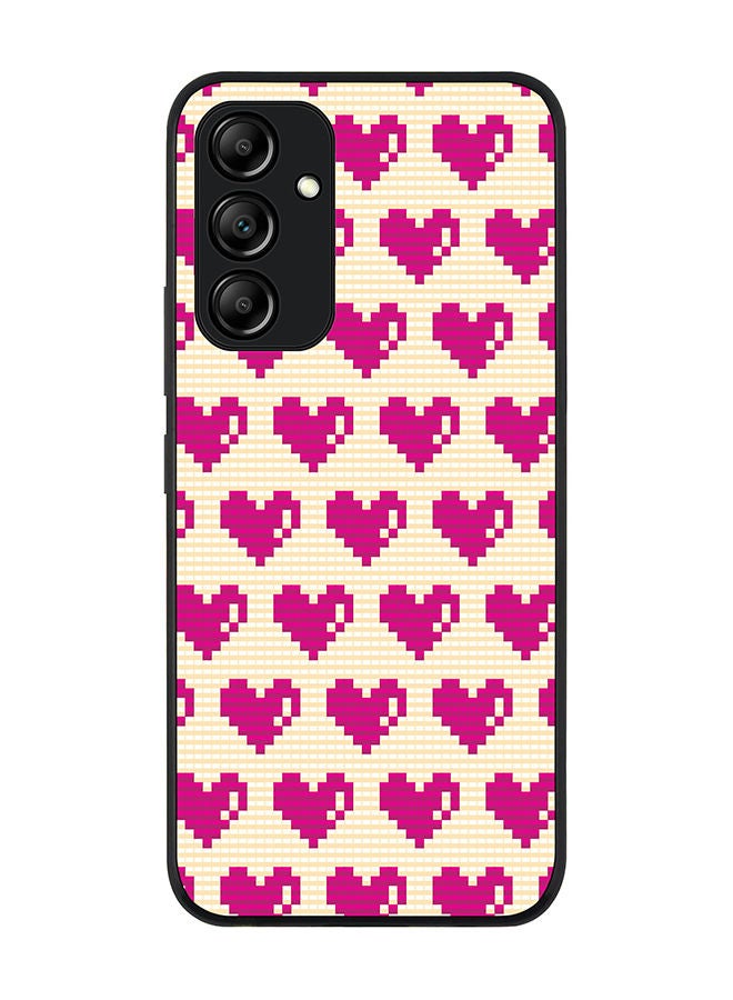 Stylizedd Rugged Black edge case for Samsung Galaxy A34 5G Slim fit Soft Case Flexible Rubber Edges Anti Drop TPU Gel Thin Cover - Pixel Hearts - Image 1
