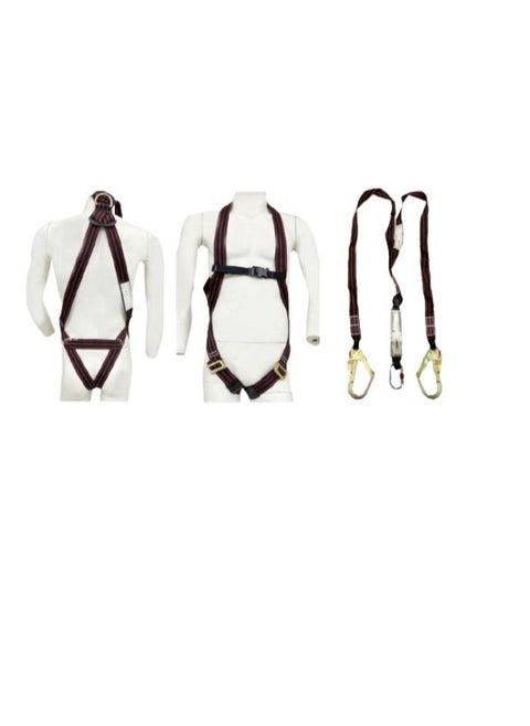 forte full body harness with webbing lanyard and shock absorber double hock