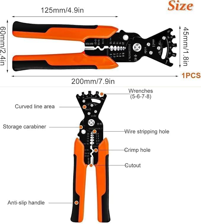 Stadash 5 in 1 Wire Stripper Cutter Crimper Pliers Tool Multifunctional Cable Stripper with Wrench Function Automatic Wire Stripping Cutting Crimping Winding Bending Tool for Electricians - Image 2