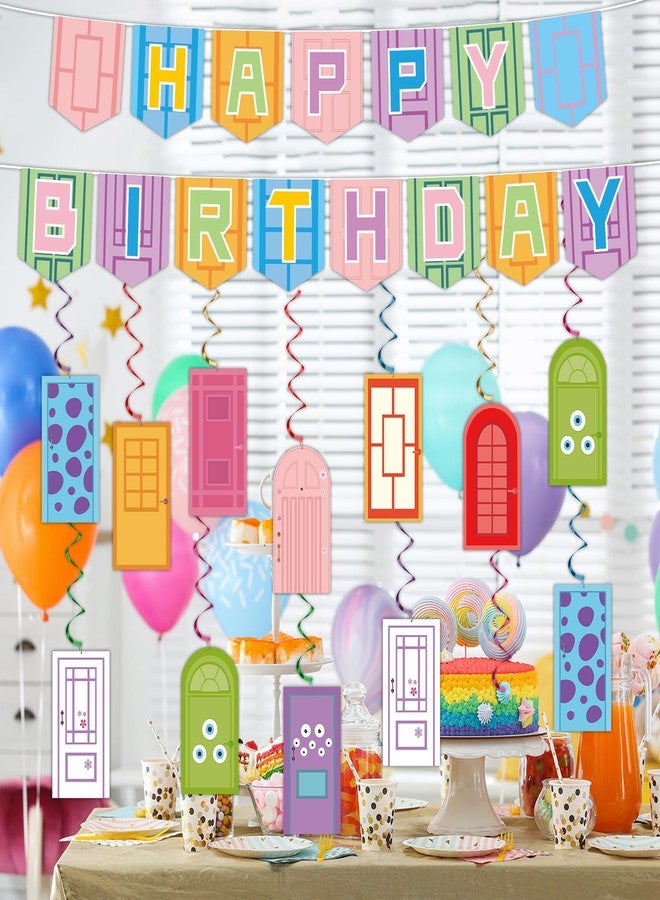 MinFyberd Monster Theme Party Decoration Colorful Door Hanging Swirls Cartoon Monster Banner Colorful Door Shaped Cutouts Cartoon Hanging Swirl Ornament for Boys Girls of Birthday Indoor Outdoor Supplies - Image 5