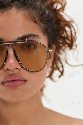 GUVIVI Oversized Aviator Sunglasses for Women Men 2026 70s Retro Gold Metal Sun Glasses Tangle Free Square Aviators - Image 2