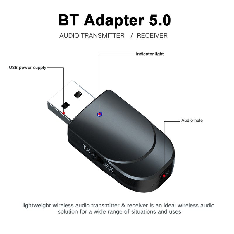 Bluetooth 5.0 Audio Receiver Transmitter Mini 3.5mm Jack AUX USB Stereo Music Wireless Adapter for TV Car PC Headphones - Image 4