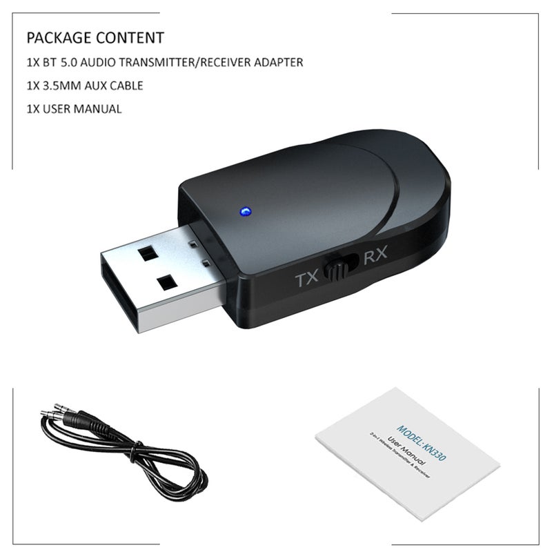 Bluetooth 5.0 Audio Receiver Transmitter Mini 3.5mm Jack AUX USB Stereo Music Wireless Adapter for TV Car PC Headphones - Image 5