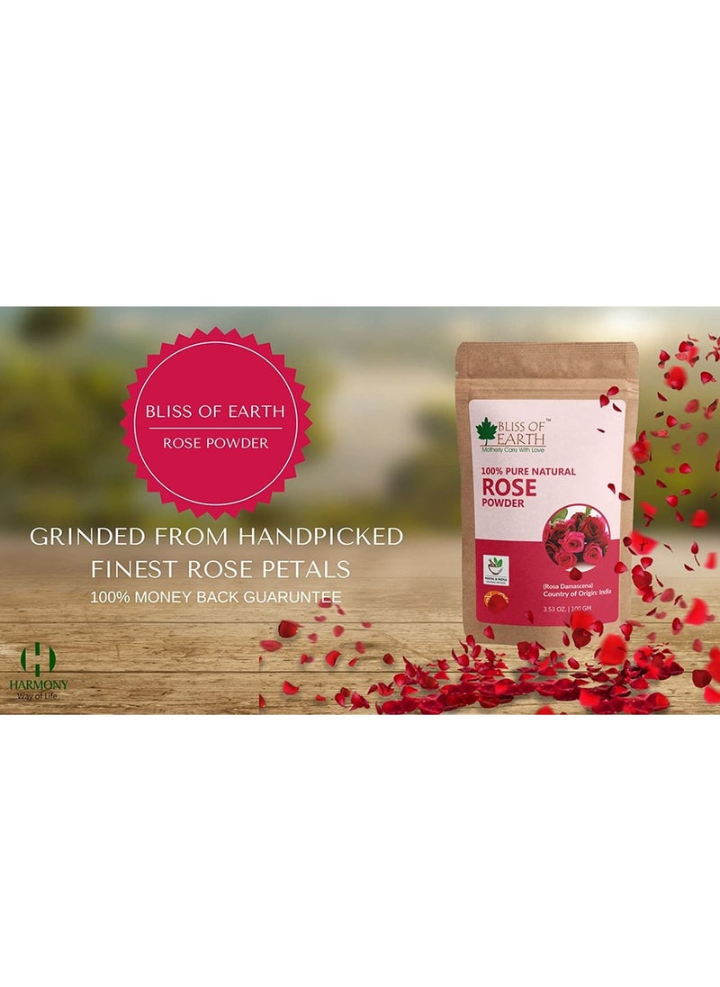 BLISS OF EARTH 100 Percent Pure Natural Rose Petals Powder 100g Great for Face and Skin  - Image 4