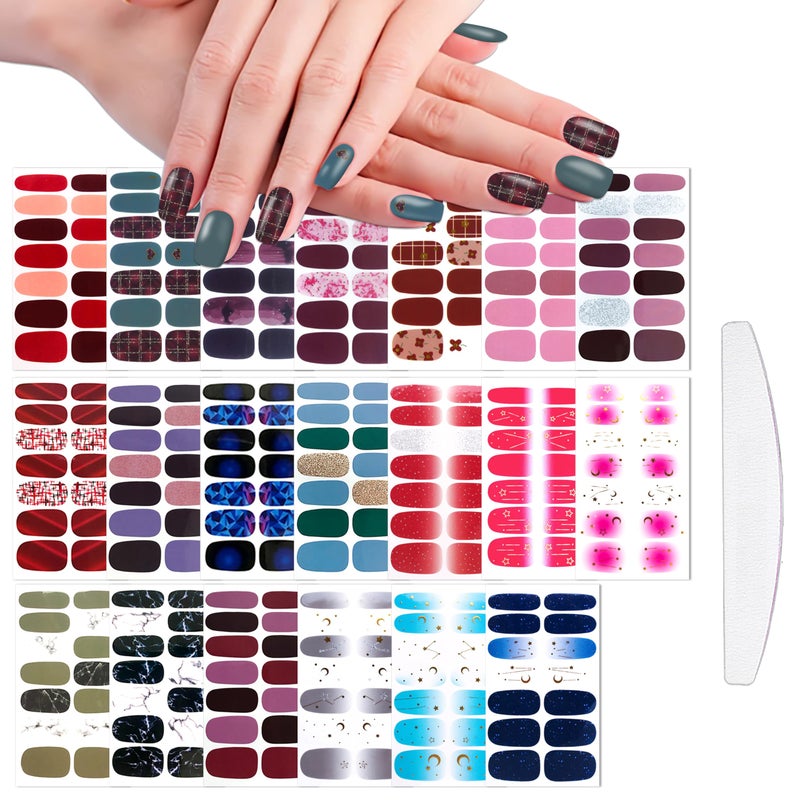 WOKOTO WOKOTO 20 Sheets Moon Stars Nail Polish Strips Gradient Nail Stickers Full Nail Wraps for Women Nail Polish Stickers Gel Nail Strips Real Nail Polish Sticker Nails for Women Press On Nails Wraps
