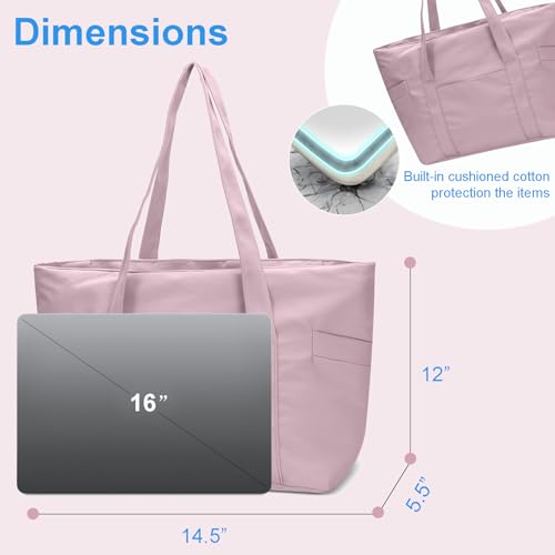 CTWWFS Tote Bag for Women, Travel Essentials Large Tote Bag with Zipper, Top Handle Handbag for Travel, Work (Pink) - Image 5