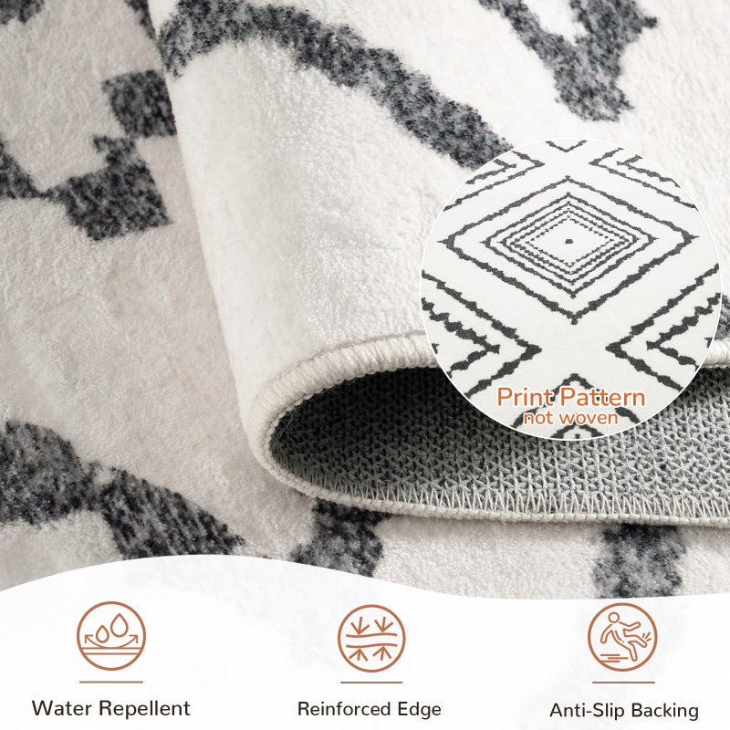 BESTSWEETIE Area Rug 8x10 Rug Machine Washable Non-Slip Low Pile Print Pattern Western Rug for Living Room Bedroom Entryway Tribal Series -Navywhite/Black - Image 2