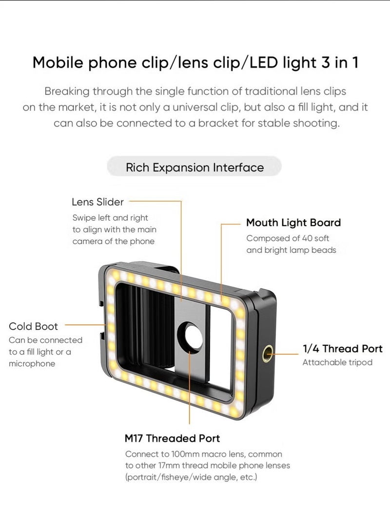 آبيكسل عدسة ماكرو جديدة مطورة 4k HD 100 مللي متر مع ضوء تعبئة LED عدسات صغيرة بمشبك عالمي لهواتف وسامسونج وجميع الهواتف الذكية - Image 3